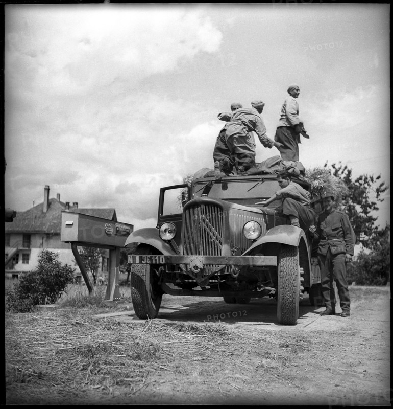 Interned Algerians on a jeep; 1940