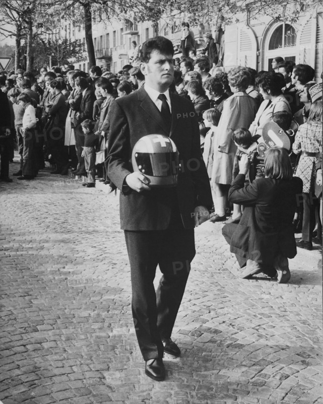 Funeral of Jo Siffert, Freiburg 1971; mechanic Oberson