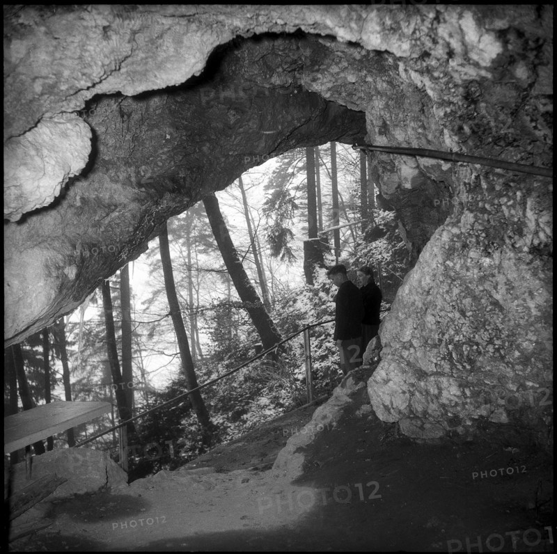 Visitors in the Kobelwald Crystal Cave; 1961