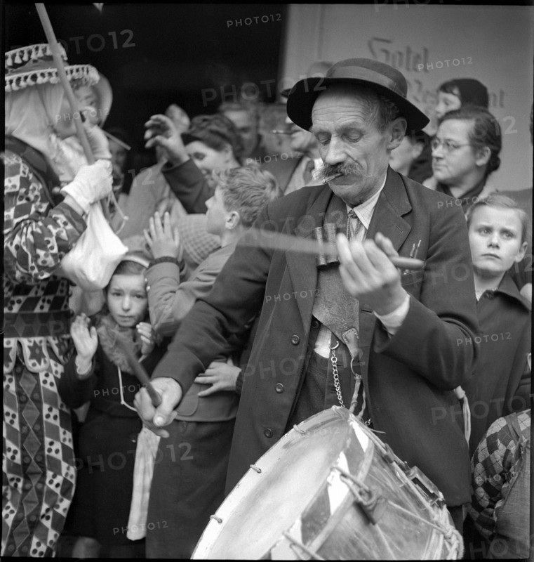 Drummers at the carnival in Schwyz, 1950