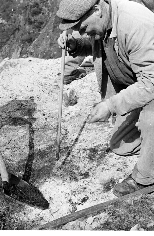Blasting after rockfall on the Gotthardstrasse in 1969