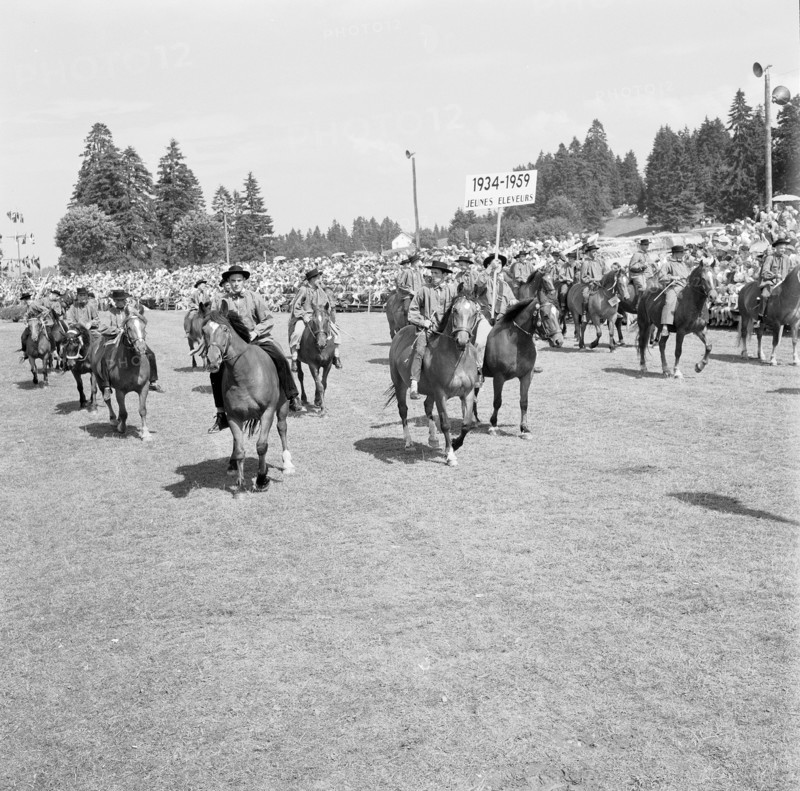 56th MarchéConcours Saignelégier, young horse breeders, 1959
