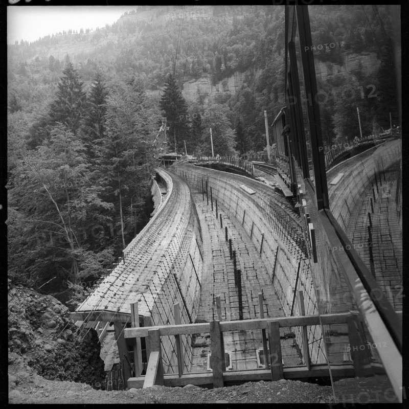 Construction of the Schnurtobel Bridge of the VitznauRigi Railway, 1957