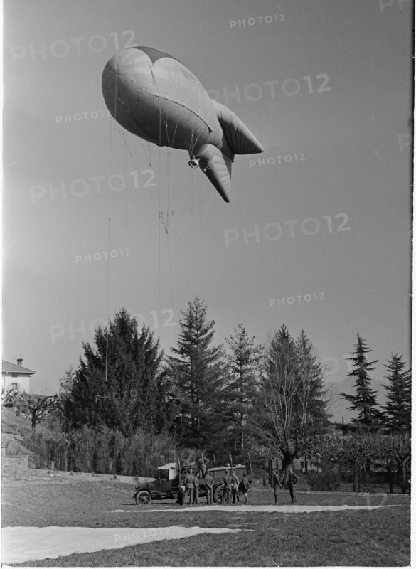 WW2: Border marking by tethered balloons near Chiasso, 1945