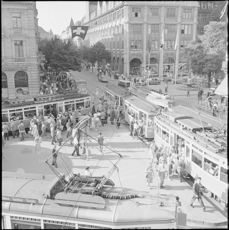 Bahnhofstrasse near Paradeplatz Zurich 1958