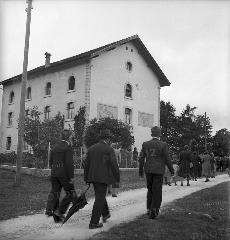 Breaking ground for the first temple of the Mormons in Switzerland, 1953