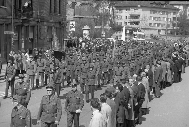 Soldiers parade, 14th Swiss forager days St. Gallen 1963.