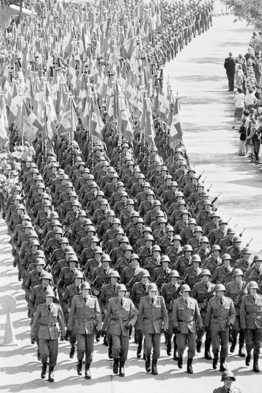 Military parade at days of the army at Expo 1964.