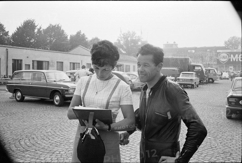 Luigi Taveri and his wife,  Monza 1966.