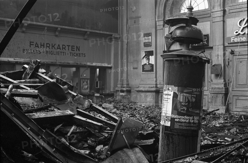 Fire at Lucerne main station 1971.