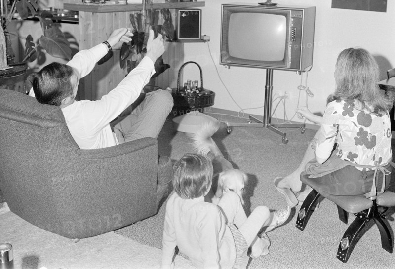 Family watching television, TV 1971.