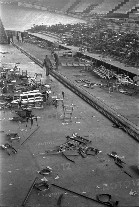 Destroyed chairs Monster concertin the 'Hallenstadion' 1968.
