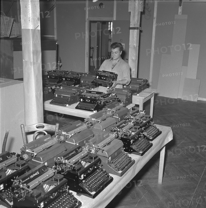 Geneva, the Four Great Powers conference: setting up the press centre; 1955.