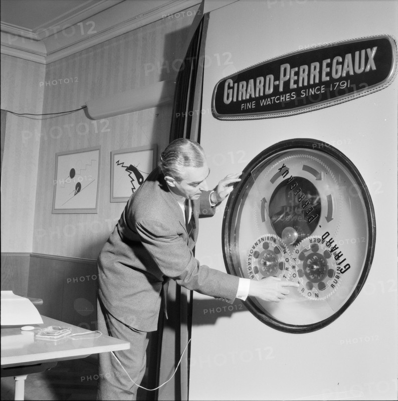 Showcase of the Girard-Perregaux watch production 1957.