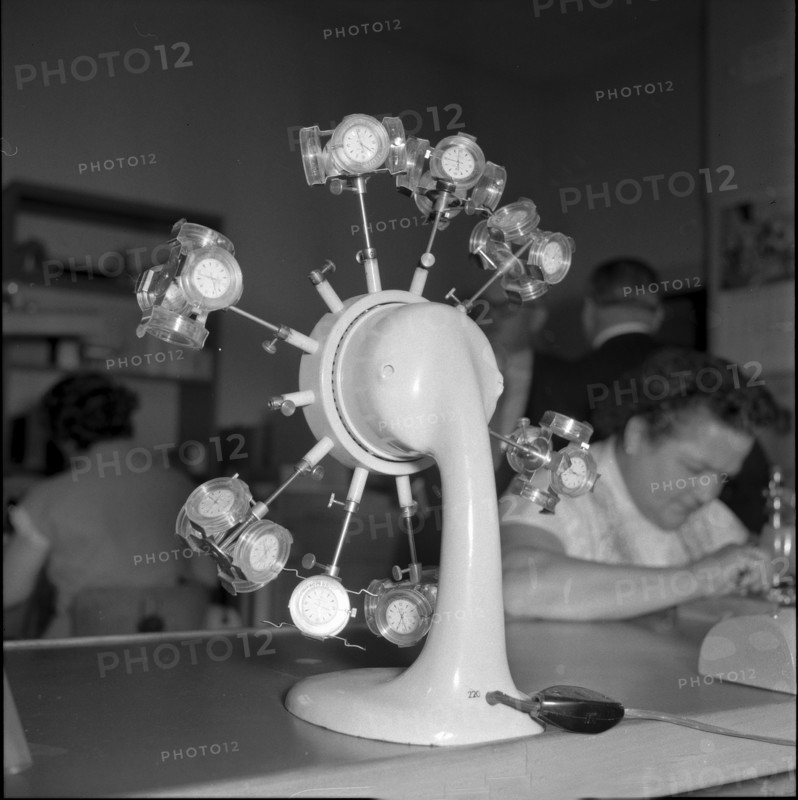 Watch keeper in the watch factory of Girard-Perregaux 1957.