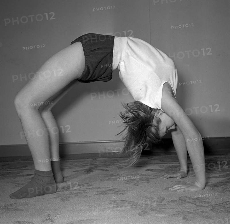 Woman doing yoga, 1953.