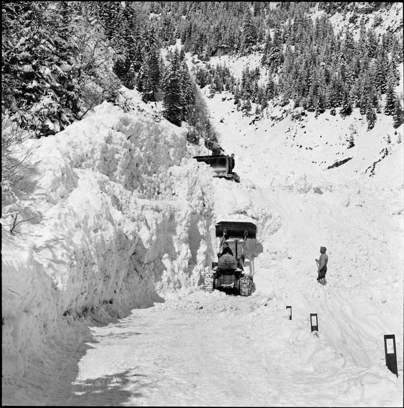 Avalanche in the Safien valley: clearance work, 1956.