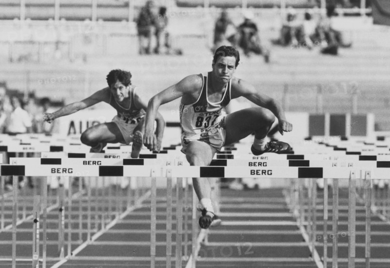 WC 1987 Rome, heat 110m hurdles: Carranza, Niederhaeuser.