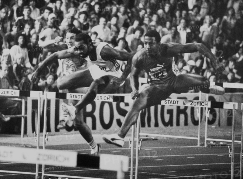 LCZ Meeting 1981, 110m hurdles: Nehemiah (R) runs world record in 12.93.