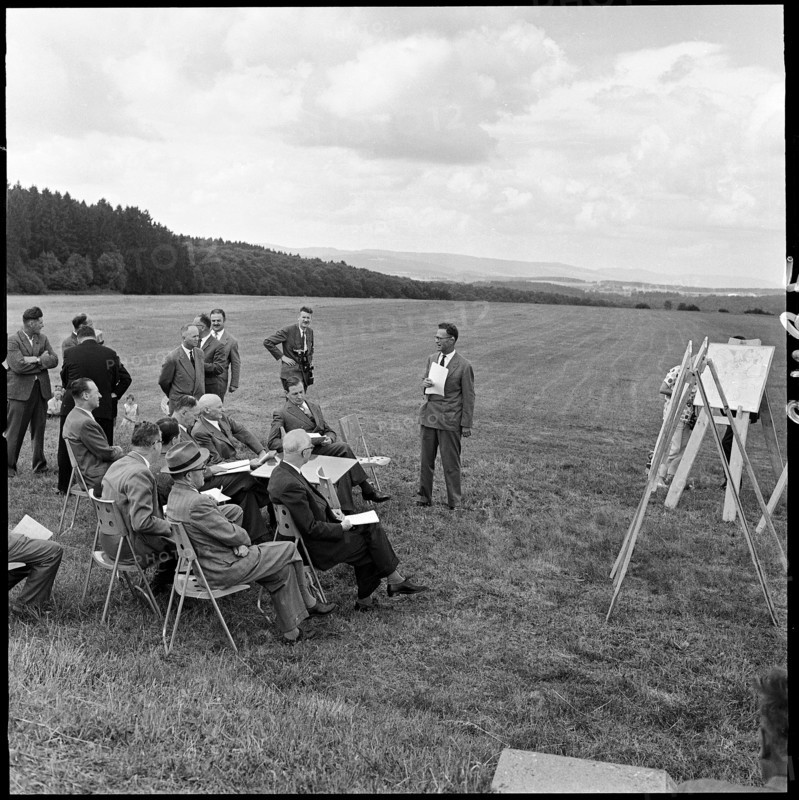 Members of Federal Council visiting area of future army traning-ground Bure-Fahy; 1961.
