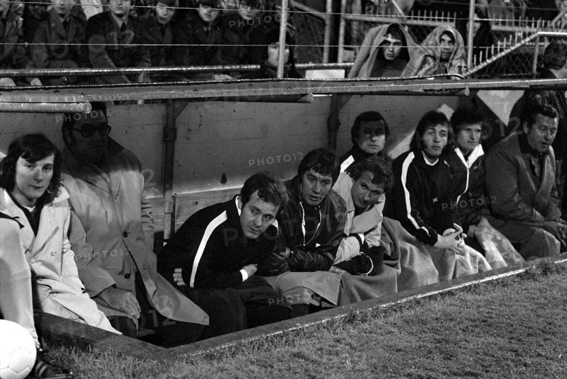 International match Switzerland - Italy 1972: The Swiss bench.