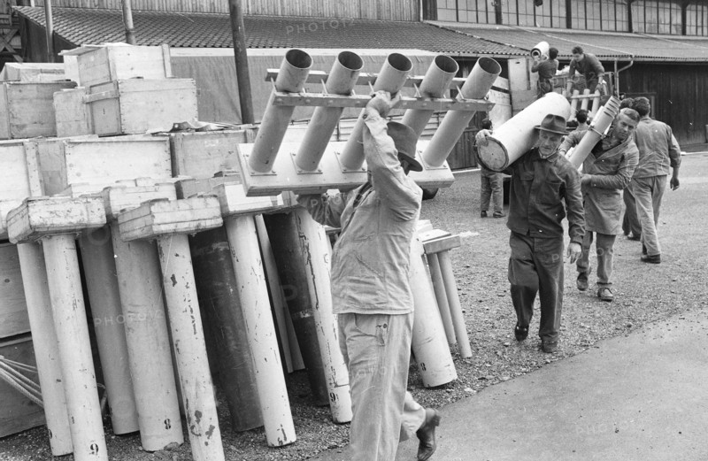 Storage of fireworks for Seenachtsfest, Zurich 1969.