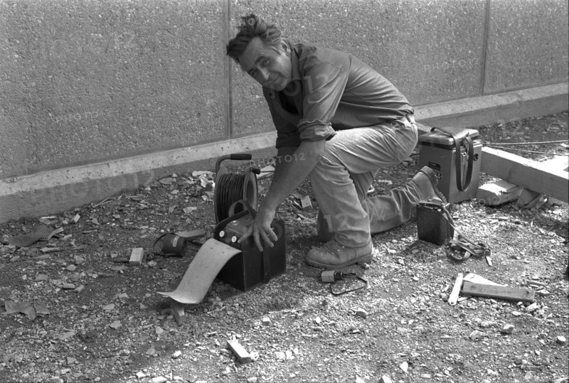 Demolition expert with electric remote fuse, Chur 1970.