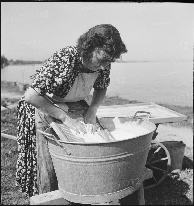 Woman washing at Lake Constance, 1944.