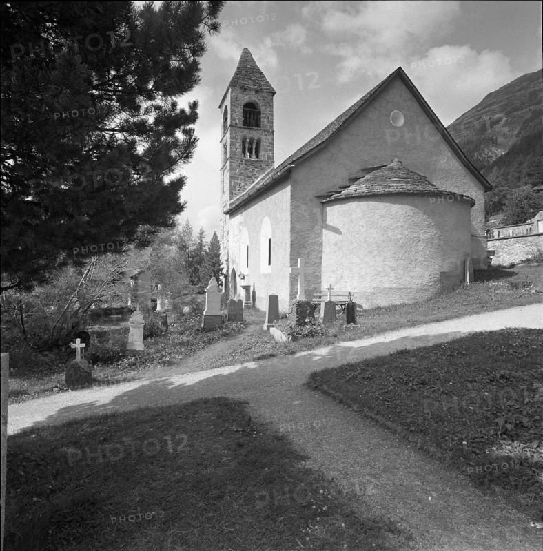 Roman style church Santa Maria, Pontresina 1960.