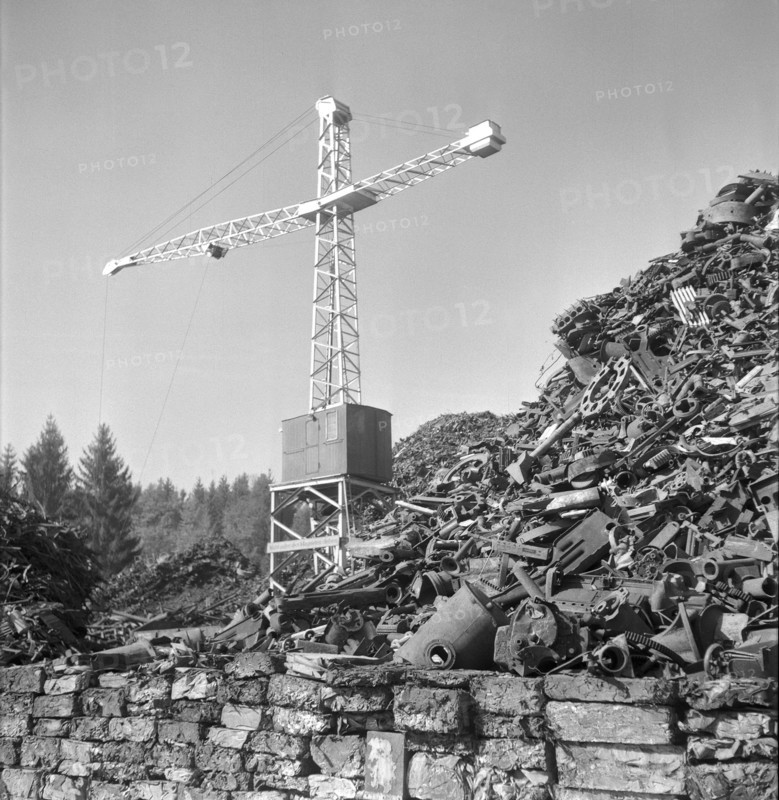 Stock of scrap metal; iron; 1945.