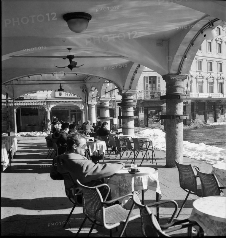 People in Street Café, Lugano in Winter 1947.