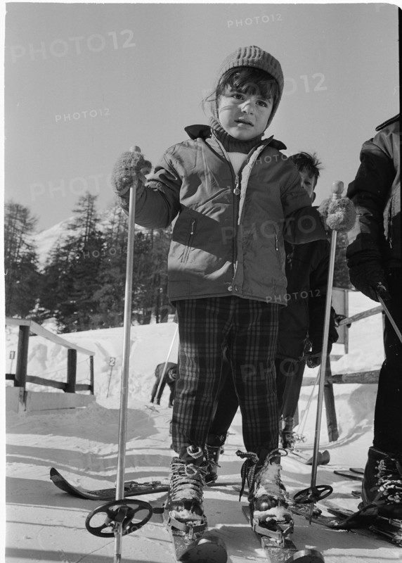 Farahnaz Pahlavi of Persia learns how to ski, St. Moritz 1967.