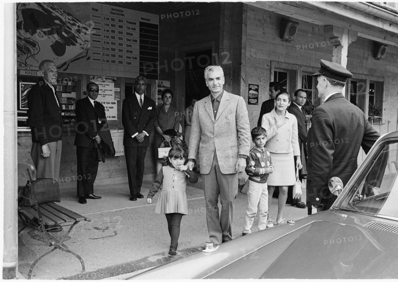 Reza Pahlavi with his children in Gstaad, 1966.