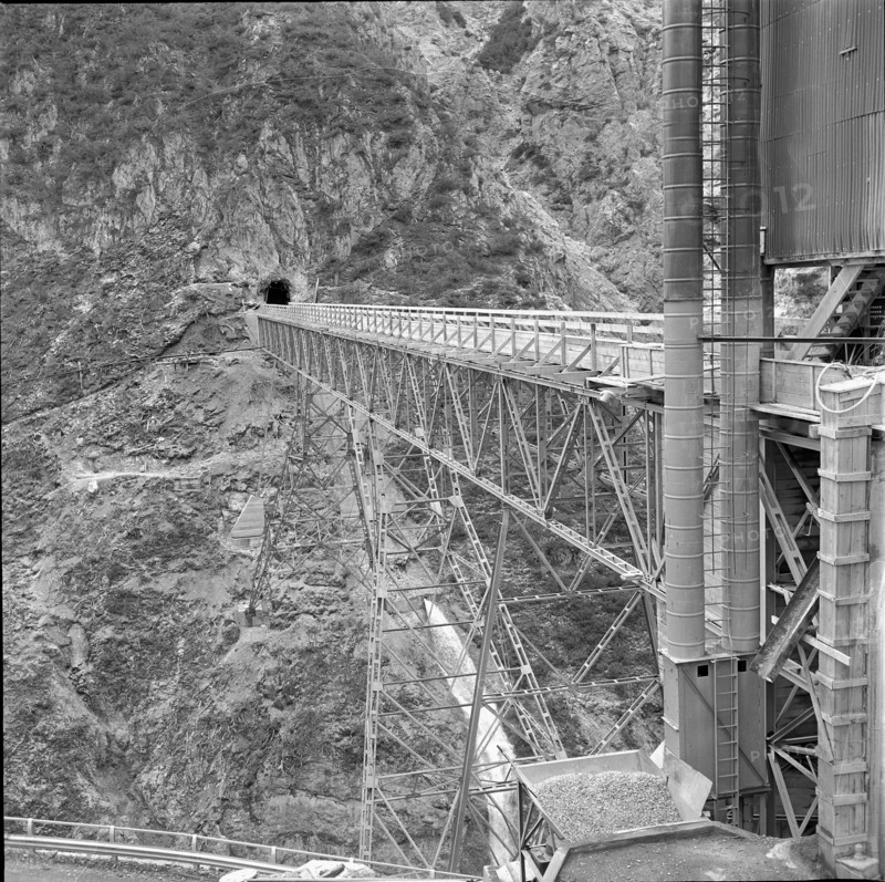 Temporary bridge over Spöl gorge; 1965.