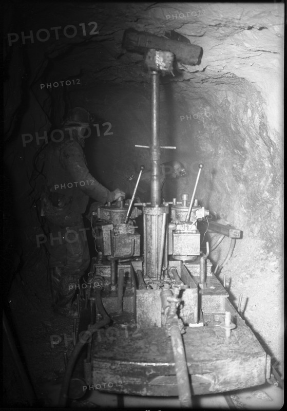 Maintenance work in a tunnel, Barberine power statin 1950.