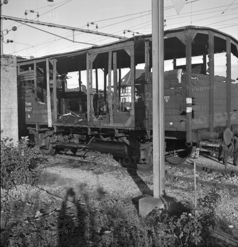 WW 2: bombing of a goods train, Rafz 1944.