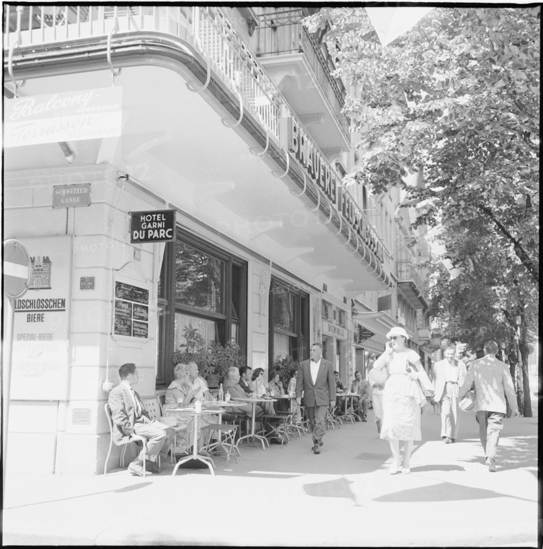Street café at Bahnhofstrasse Zurich 1958.