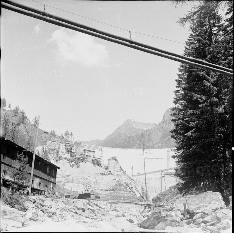 Sambuco dam, building site 1956.