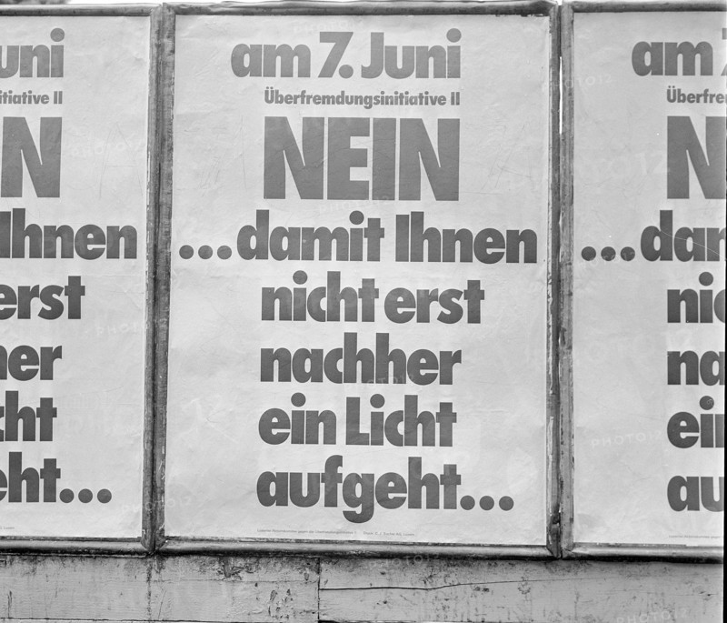 Vote campaign on Initiative against foreign infiltration 1970.