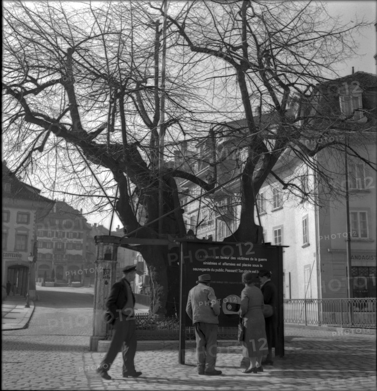 Swiss donation collecting point, 1945.