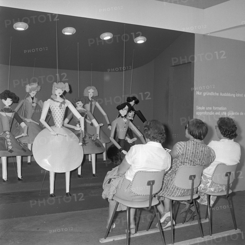 SAFFA fair 1958: puppets present female professions.
