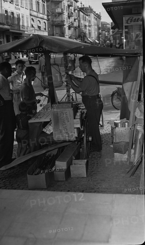 Scene from the Langstrasse in Zurich 1949.