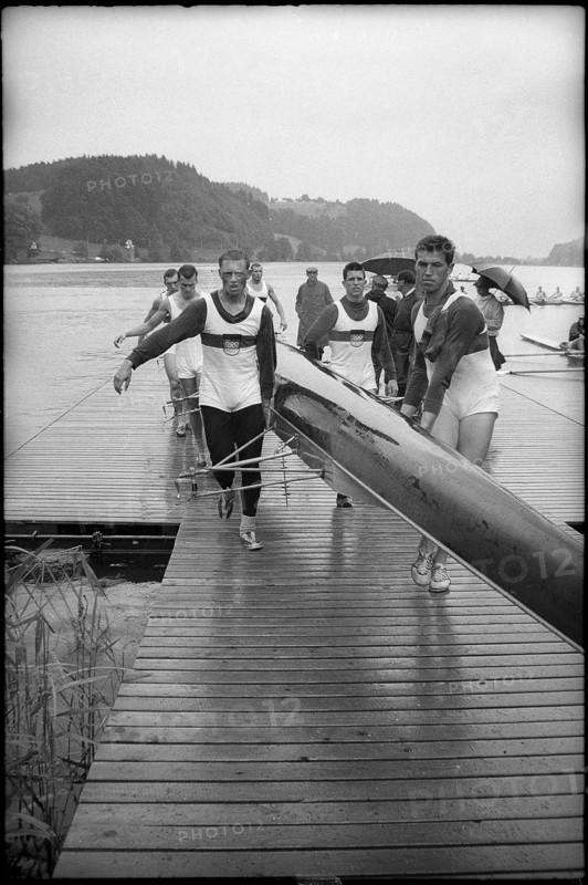 World Championship on the Rotsee 1962: Launching of the boat.