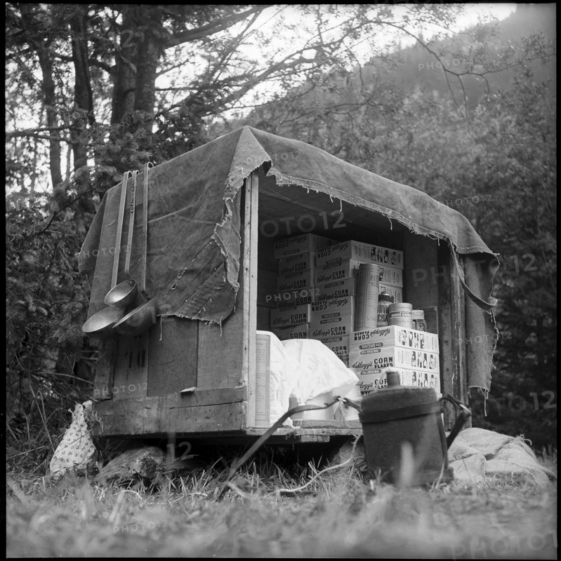 Supply stall in boyscouts camp in Kandersteg, 1950.