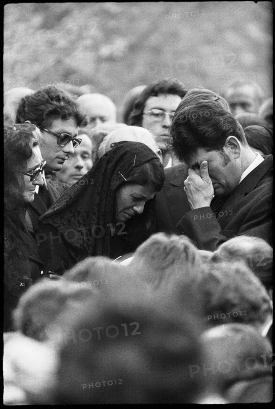 Jo Siffert's funeral, Fribourg 1971; widow Simone Siffert-Guhl.