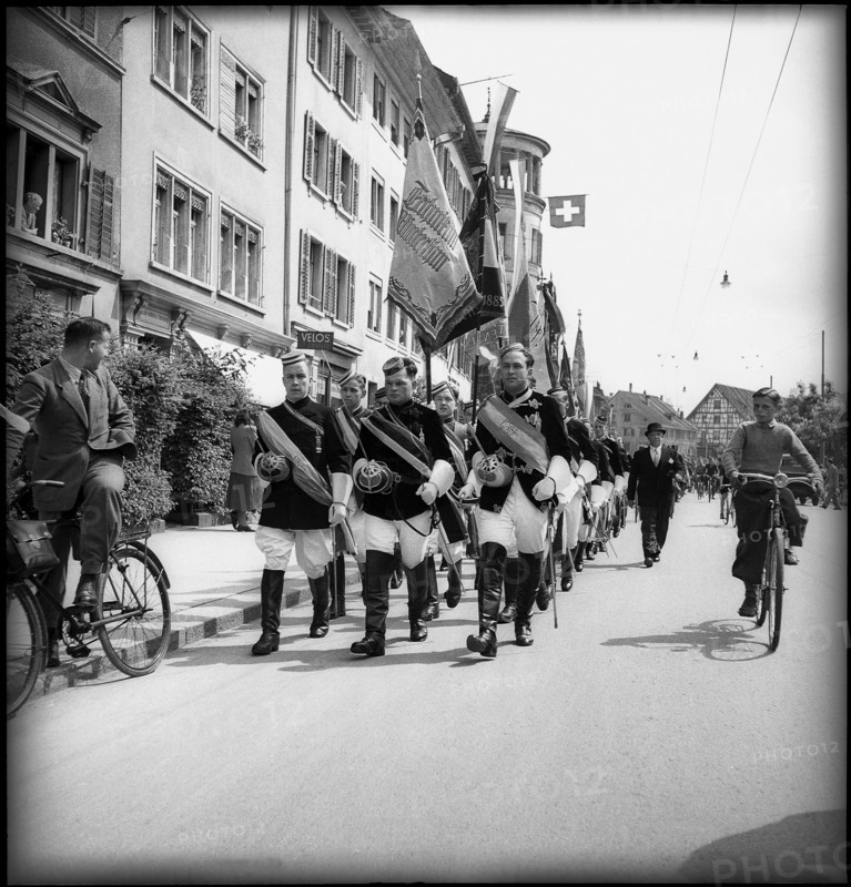 Parade of members of a students' society, Winterthur 1949.