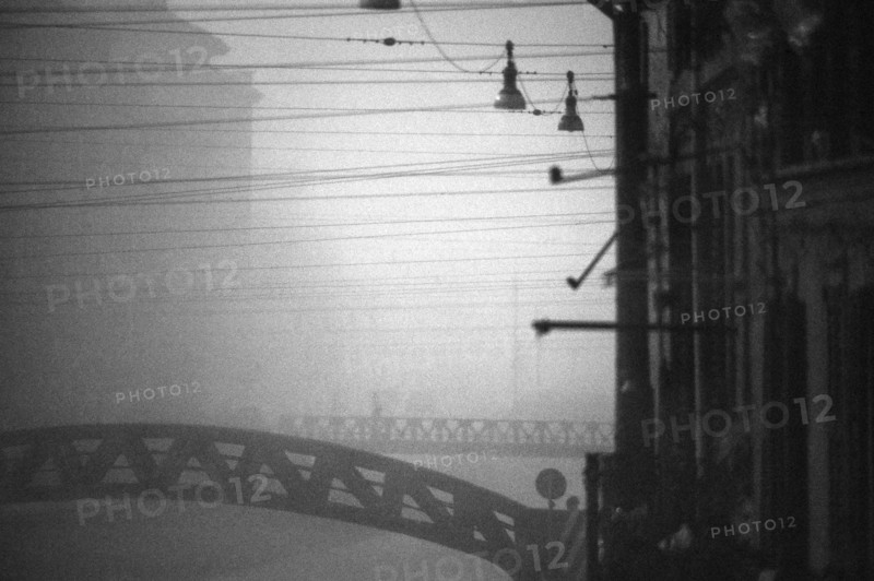 1975, Milan, Navigli in fog.