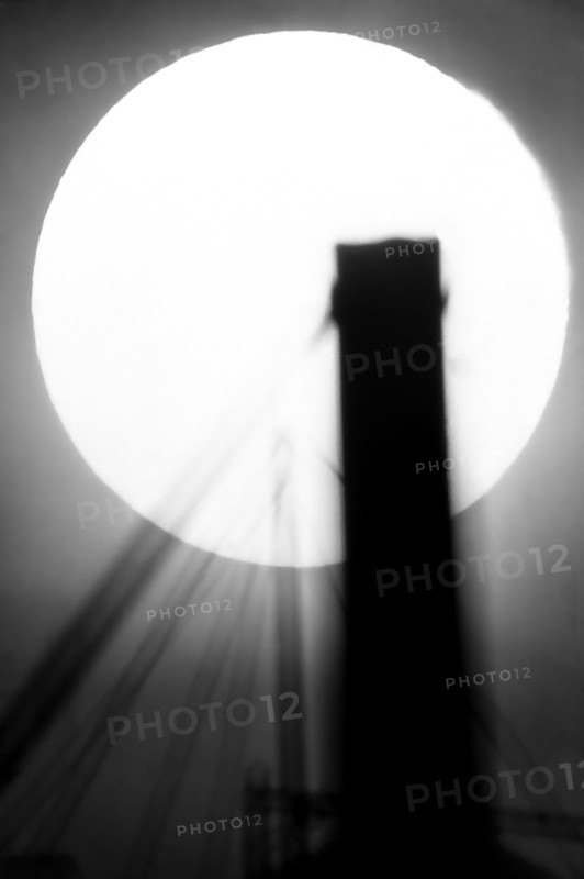 1975, Milan, Navigli, chimney and sun.