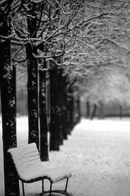 1975, Milan, park with snow.