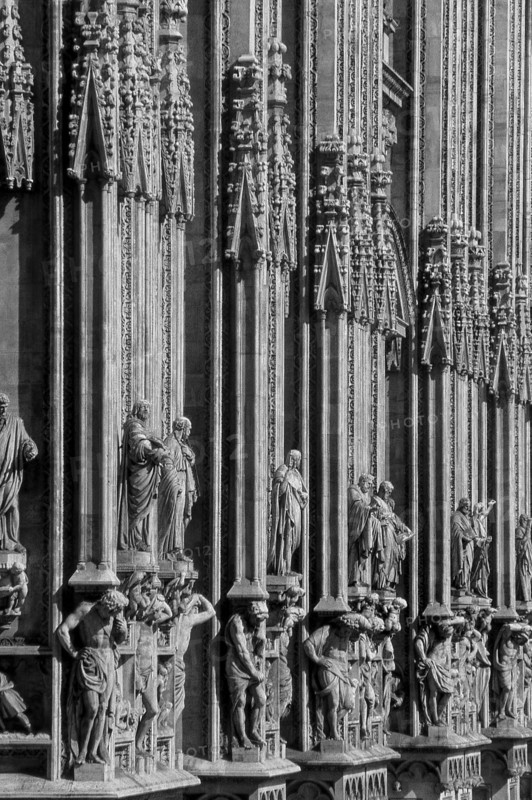 1975, Milan, Duomo, facade detail.